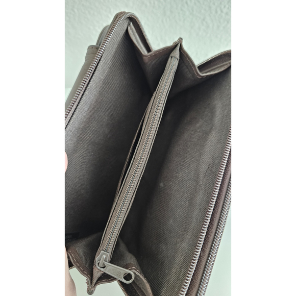 Vintage FOSSIL Dark Brown Leather Crossbody Purse Wallet Organizer - Very Clean - Picture 12 of 15